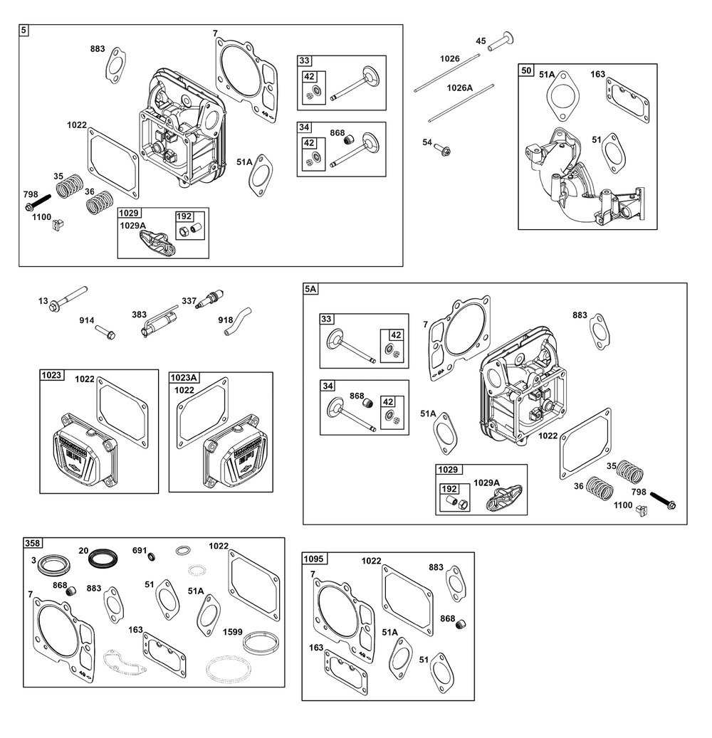Cylinder Head Group Diagram and Parts List for 49E877-0036-Z1  Briggs and Stratton Engine